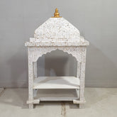 Indian Furniture Mother of Pearl Inlay Temple In White Floral Pattern 90x45x150cm